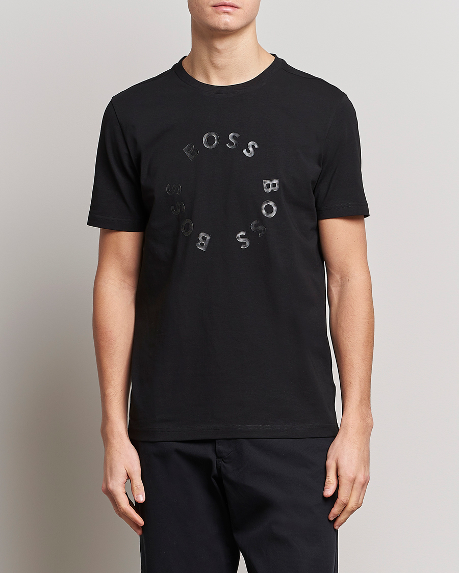 Men | Black t-shirts | BOSS GREEN | Circle Logo Crew Neck T-Shirt Black
