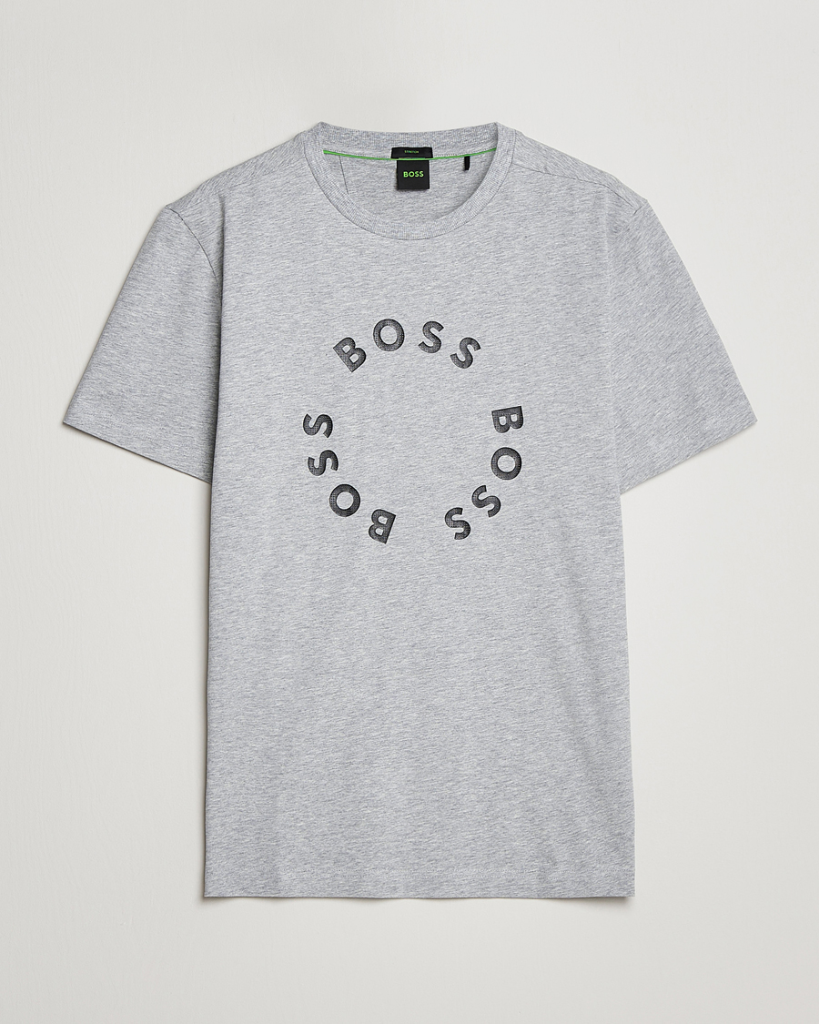 Men | T-Shirts | BOSS GREEN | Circle Logo Crew Neck T-Shirt Light Grey
