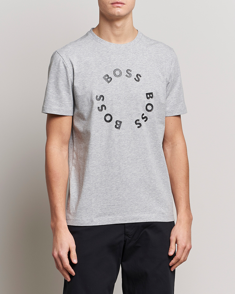 Men | BOSS | BOSS Athleisure | Circle Logo Crew Neck T-Shirt Light Grey