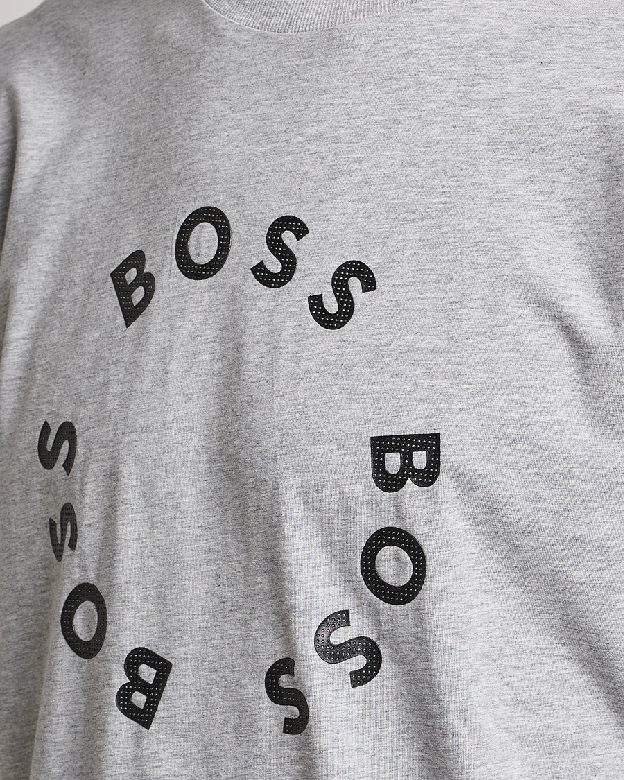 Men | T-Shirts | BOSS GREEN | Circle Logo Crew Neck T-Shirt Light Grey