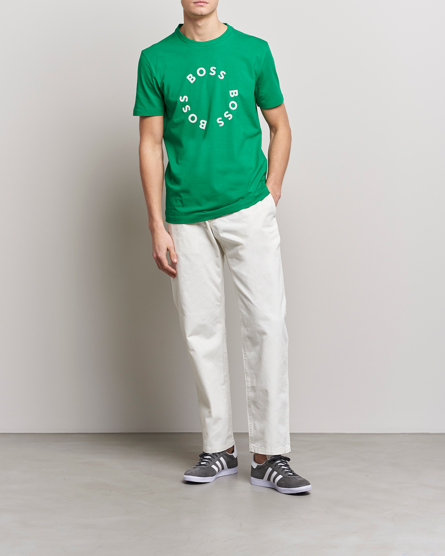 Men | T-Shirts | BOSS GREEN | Circle Logo Crew Neck T-Shirt Open Green