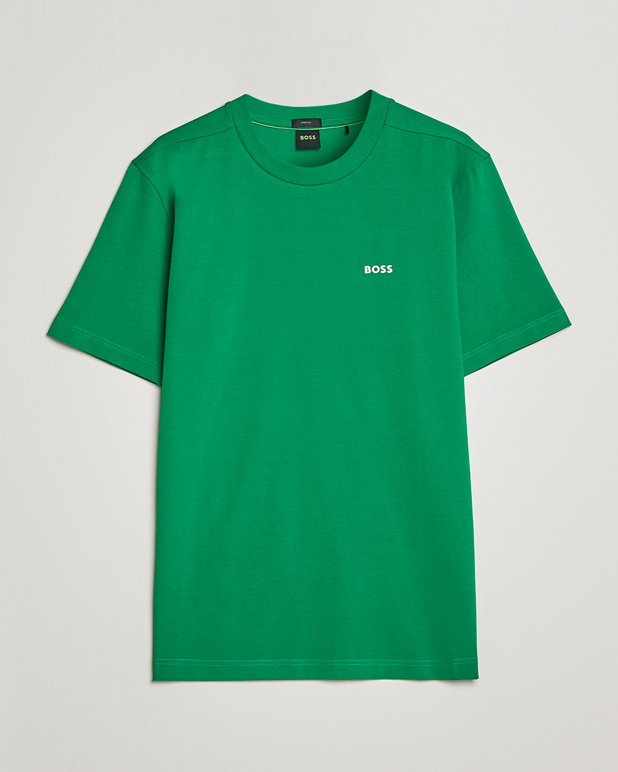 Men | T-Shirts | BOSS GREEN | Logo Crew Neck T-Shirt Open Green