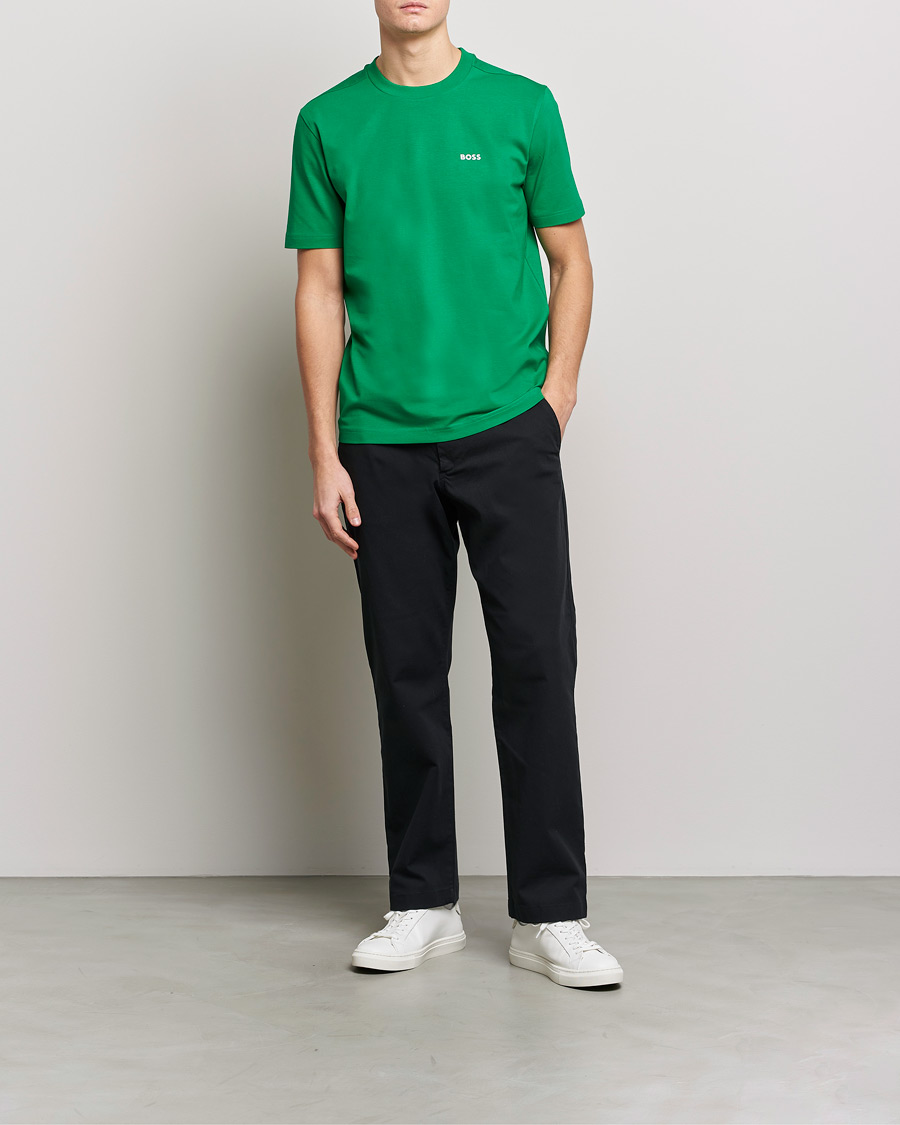 Men | T-Shirts | BOSS GREEN | Logo Crew Neck T-Shirt Open Green