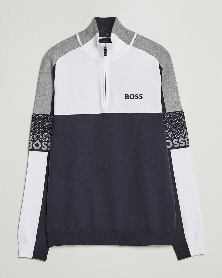 Men | Sweaters & Knitwear | BOSS GREEN | Zolko Knitted Half-Zip Dark Blue