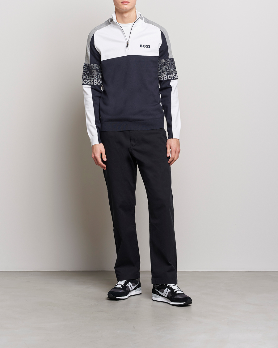 Men | Sweaters & Knitwear | BOSS GREEN | Zolko Knitted Half-Zip Dark Blue