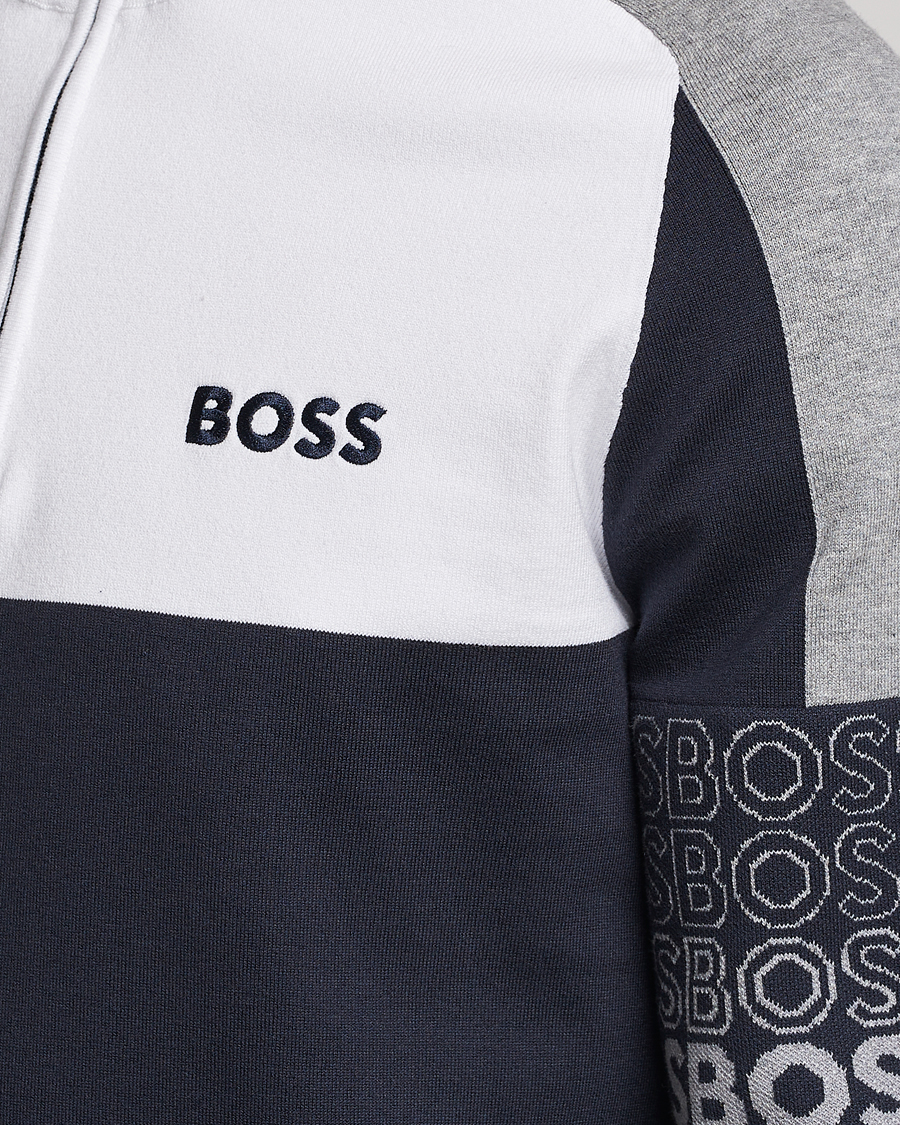 Men | Sweaters & Knitwear | BOSS GREEN | Zolko Knitted Half-Zip Dark Blue