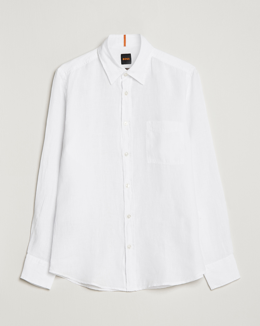 Men | Shirts | BOSS ORANGE | Relegant Linen Shirt White