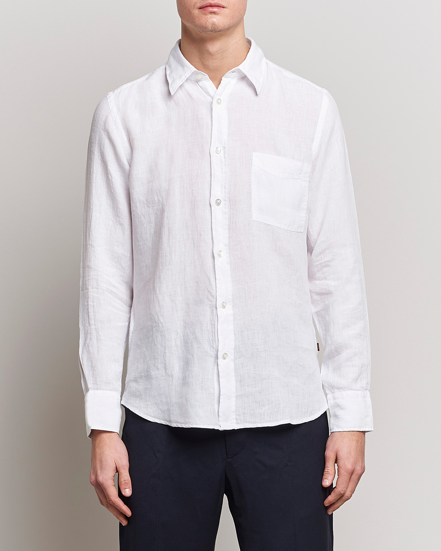Men | Linen Shirts | BOSS Casual | Relegant Linen Shirt White