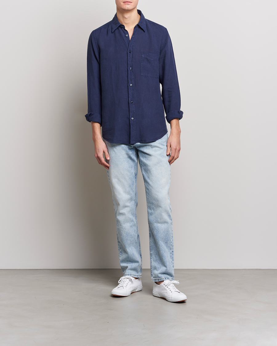 Men | Shirts | BOSS ORANGE | Relegant Linen Shirt Navy