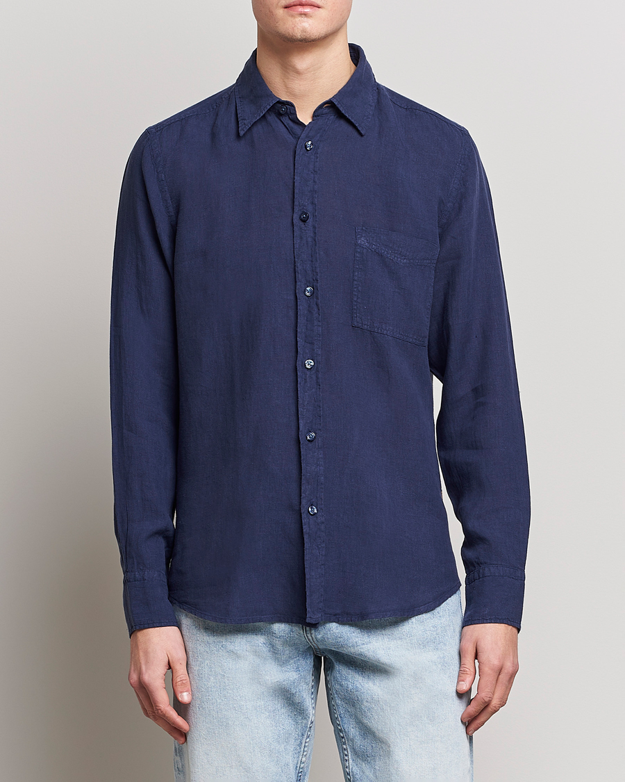 Men | Shirts | BOSS ORANGE | Relegant Linen Shirt Navy