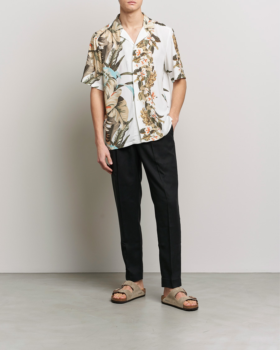 Men | Shirts | BOSS ORANGE | Rayer Resort Collar Printed Short Sleeve Shirt Whi
