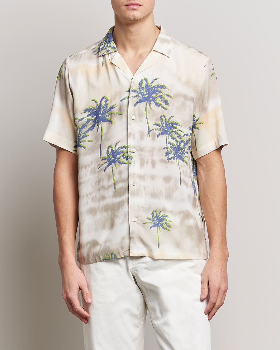 Men |  | BOSS ORANGE | Rayer Resort Collar Printed Short Sleeve Shirt Bei