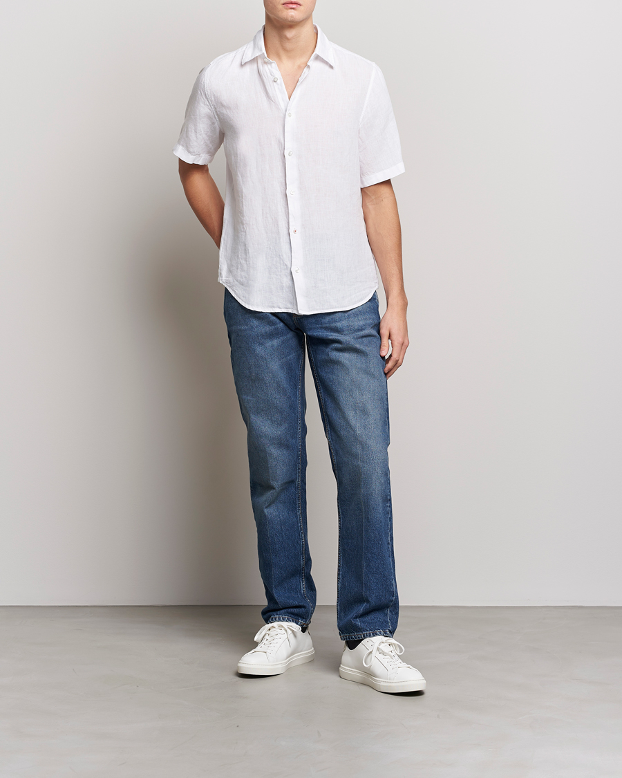 Men | Shirts | BOSS ORANGE | Rash Linen Short Sleeve Shirt White