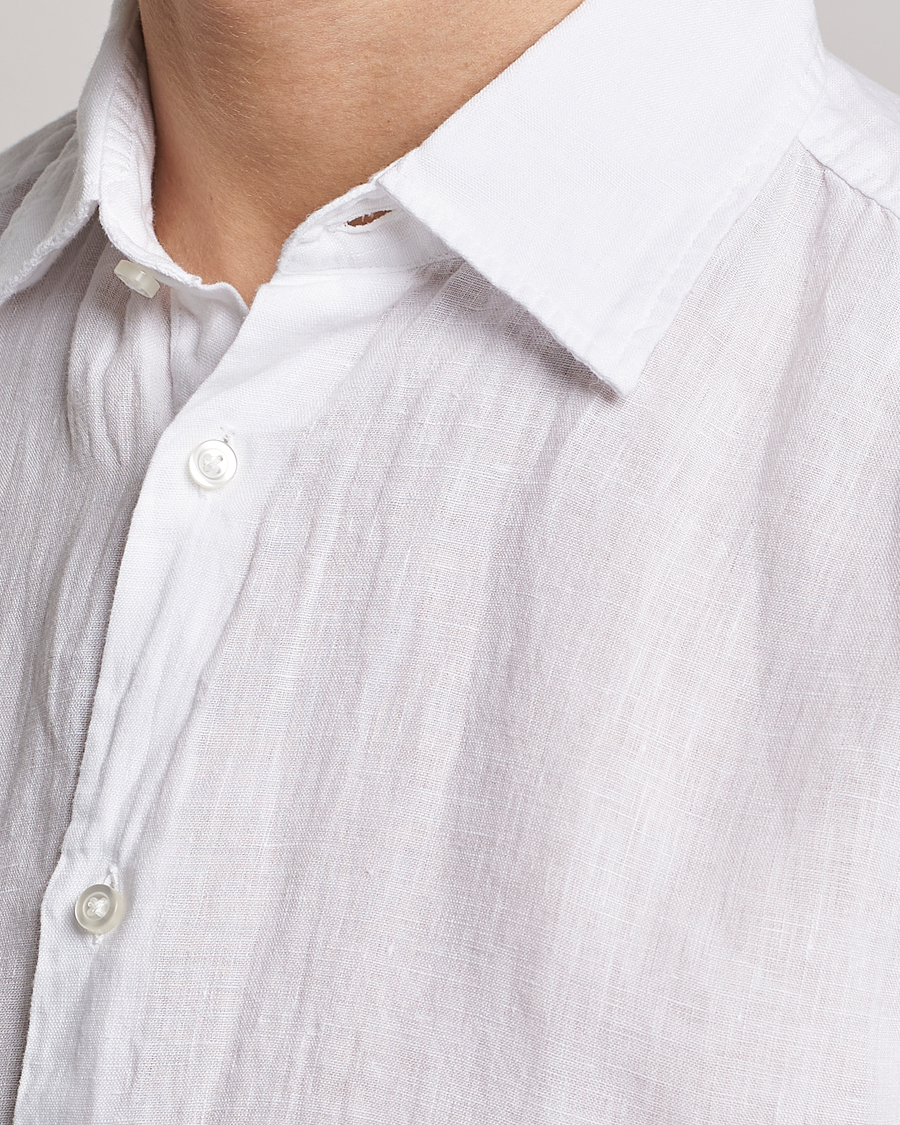 Men | Shirts | BOSS ORANGE | Rash Linen Short Sleeve Shirt White
