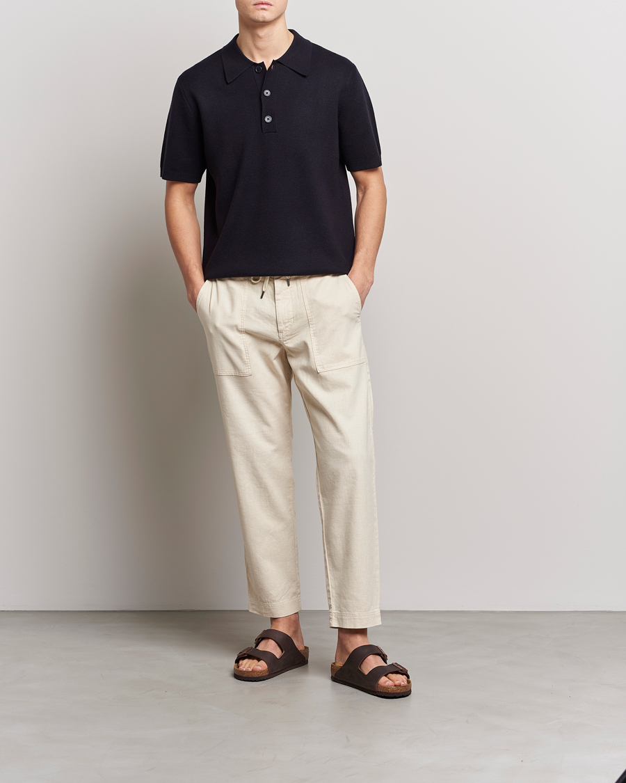 Men | Trousers | BOSS ORANGE | Sisla Cotton/Linen Drawstring Pants Light Beige