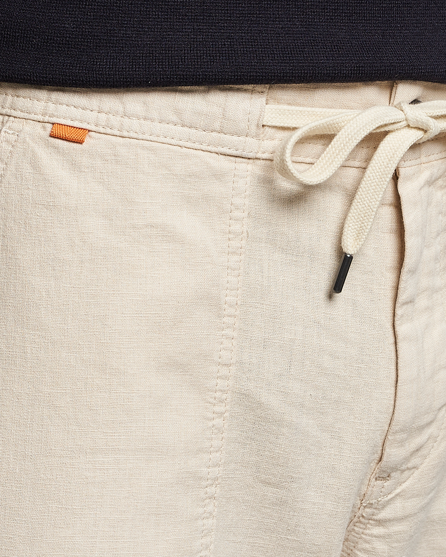 Men | Trousers | BOSS ORANGE | Sisla Cotton/Linen Drawstring Pants Light Beige