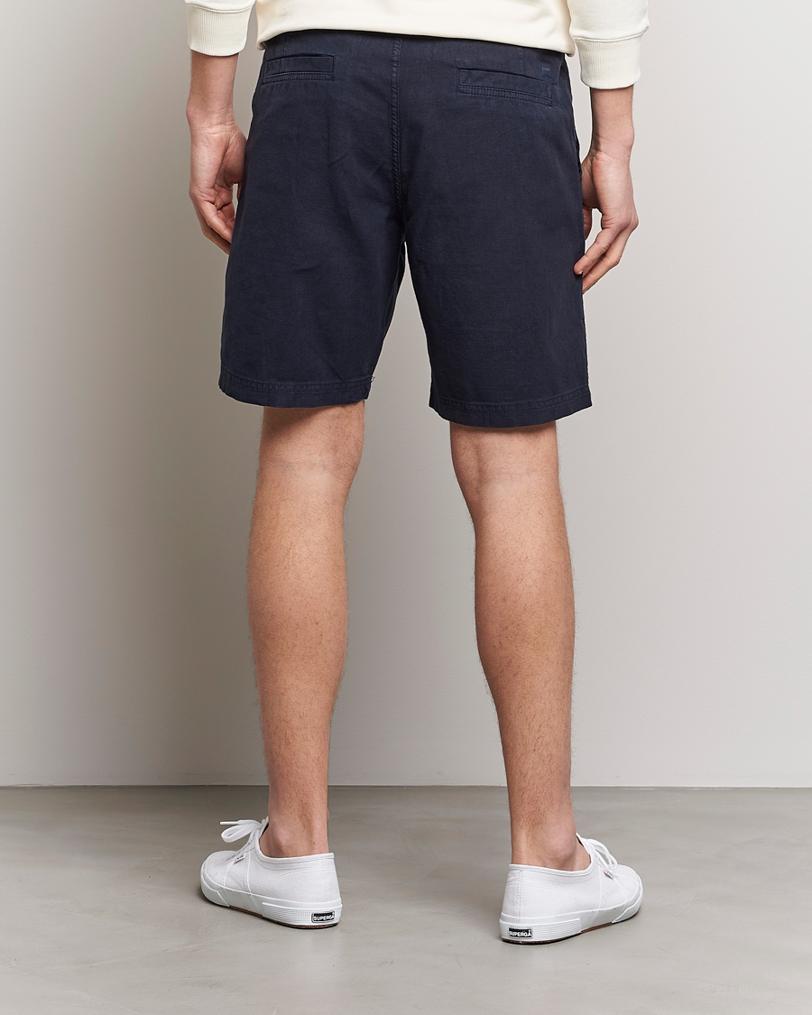 Men | Shorts | BOSS ORANGE | Sisla Cotton/Linen Drawstring Shorts Dark Blue