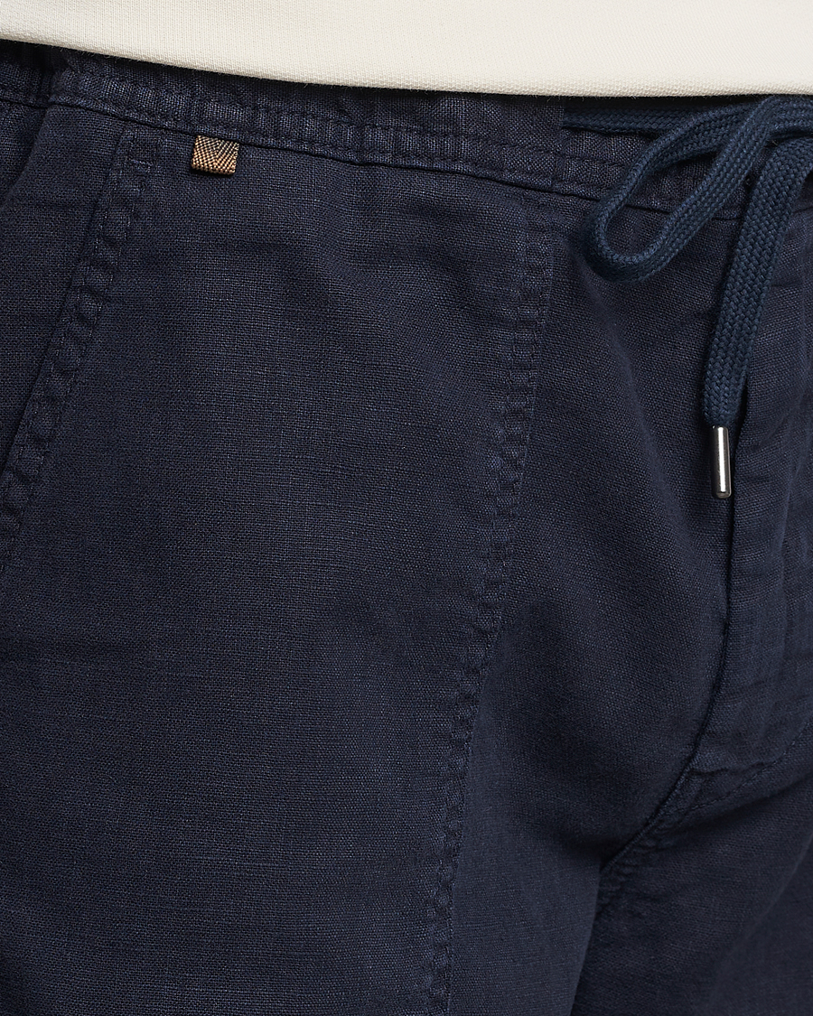 Men | Shorts | BOSS ORANGE | Sisla Cotton/Linen Drawstring Shorts Dark Blue