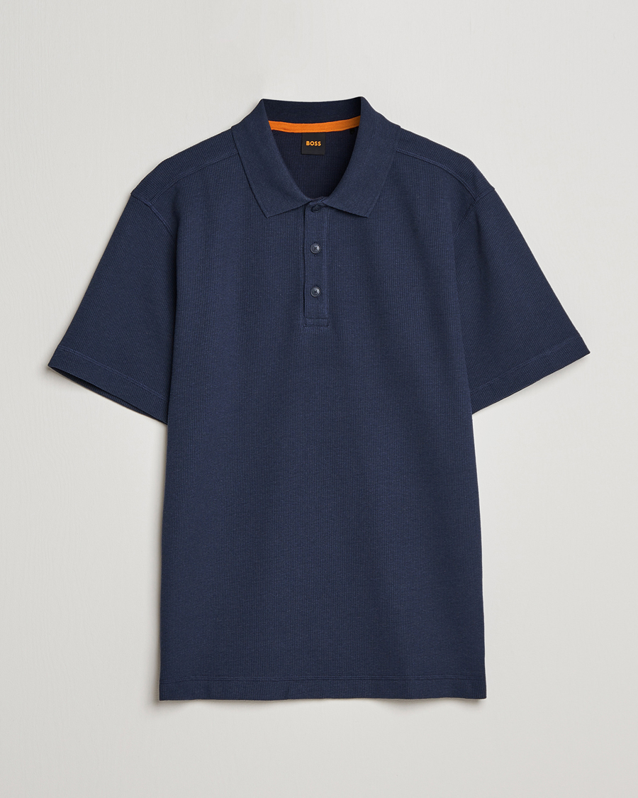 Men | Short Sleeve Polo Shirts | BOSS ORANGE | Petempesto Knitted Polo Dark Blue