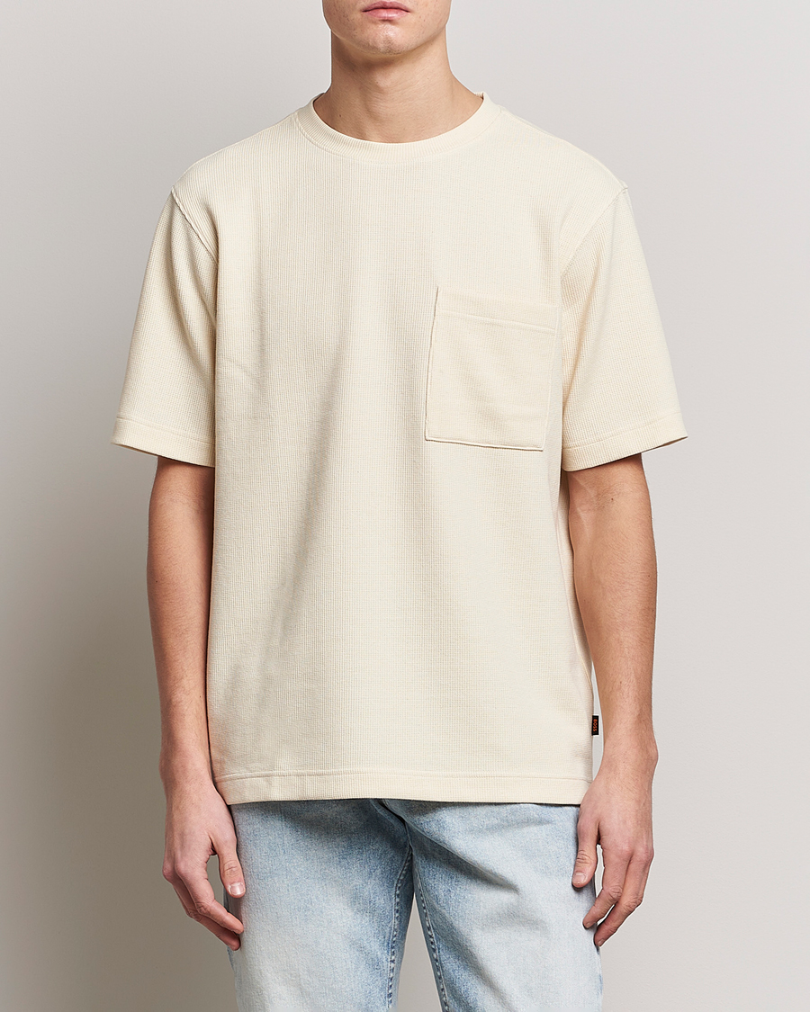Men | T-Shirts | BOSS ORANGE | Tempesto Knitted Crew Neck T-Shirt Light Beige