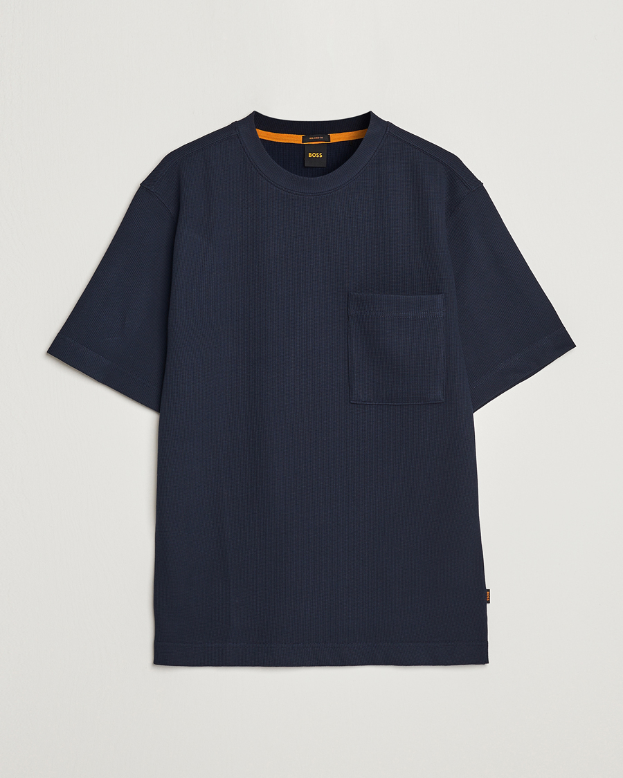 Men | T-Shirts | BOSS ORANGE | Tempesto Knitted Crew Neck T-Shirt Dark Blue