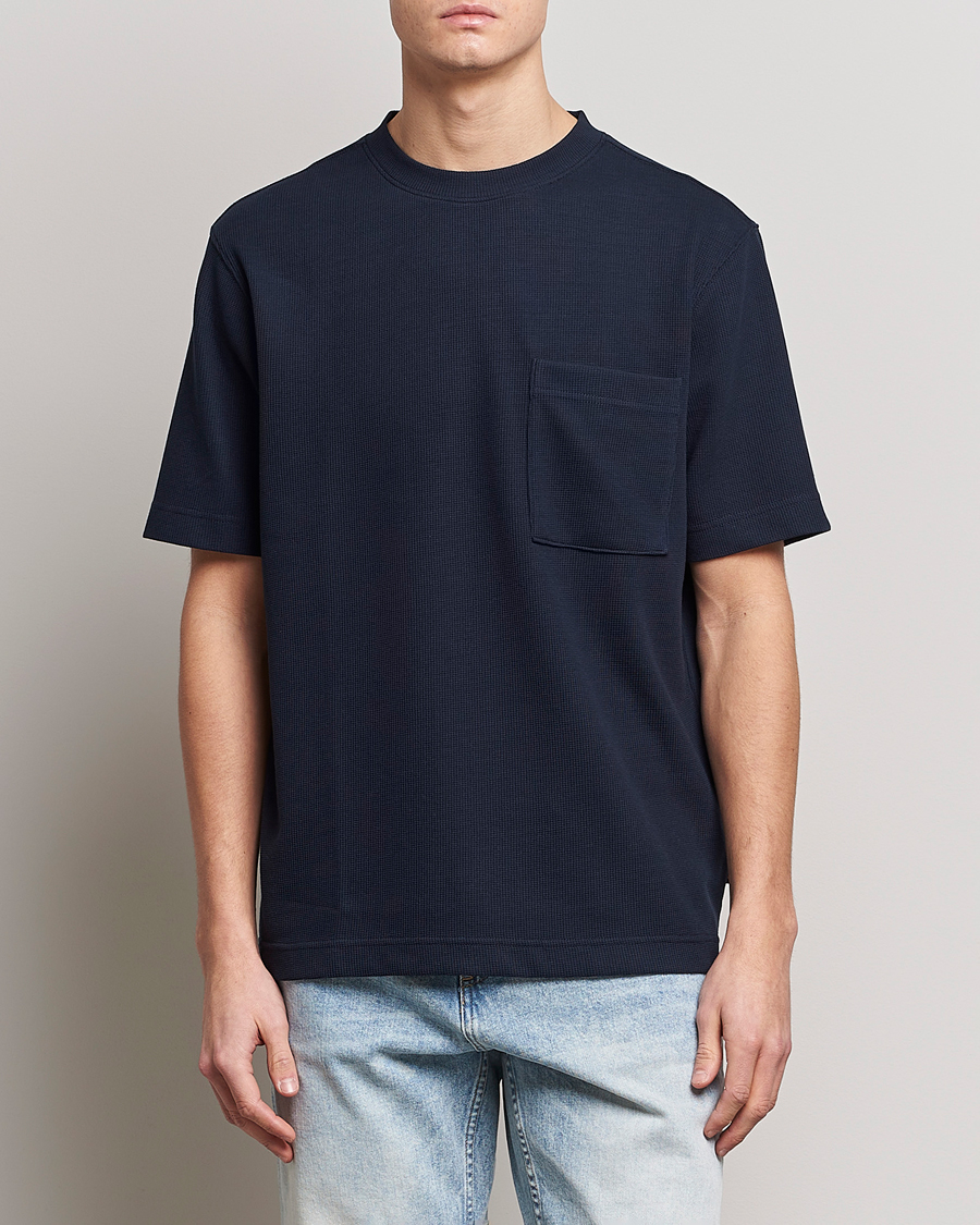 Men | T-Shirts | BOSS ORANGE | Tempesto Knitted Crew Neck T-Shirt Dark Blue