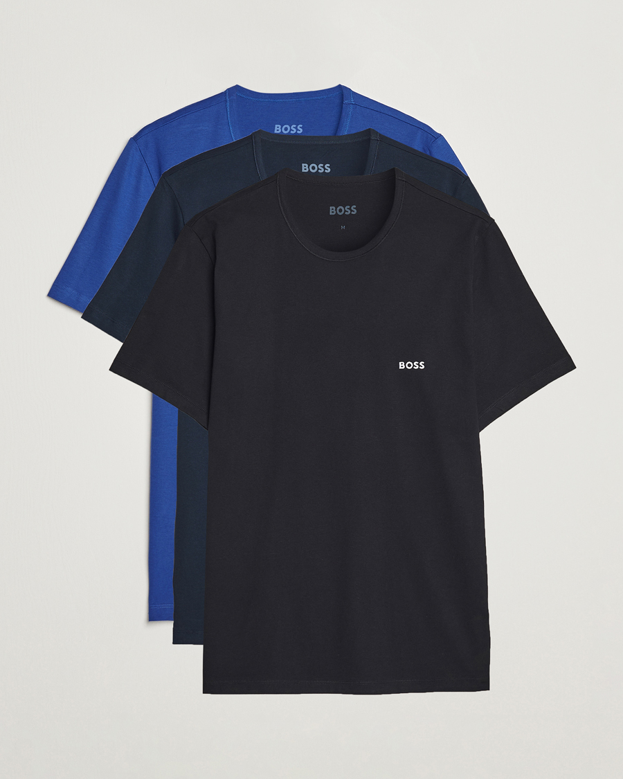 Men | T-Shirts | BOSS BLACK | 3-Pack Crew Neck T-Shirt Blue/Navy/Dark Blue