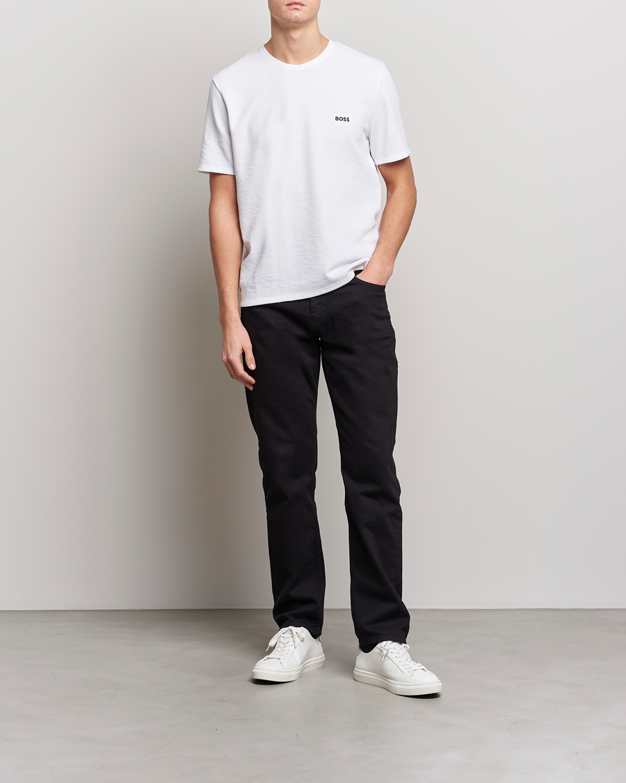 Men | T-Shirts | BOSS BLACK | Waffle Logo Crew Neck T-Shirt Open White