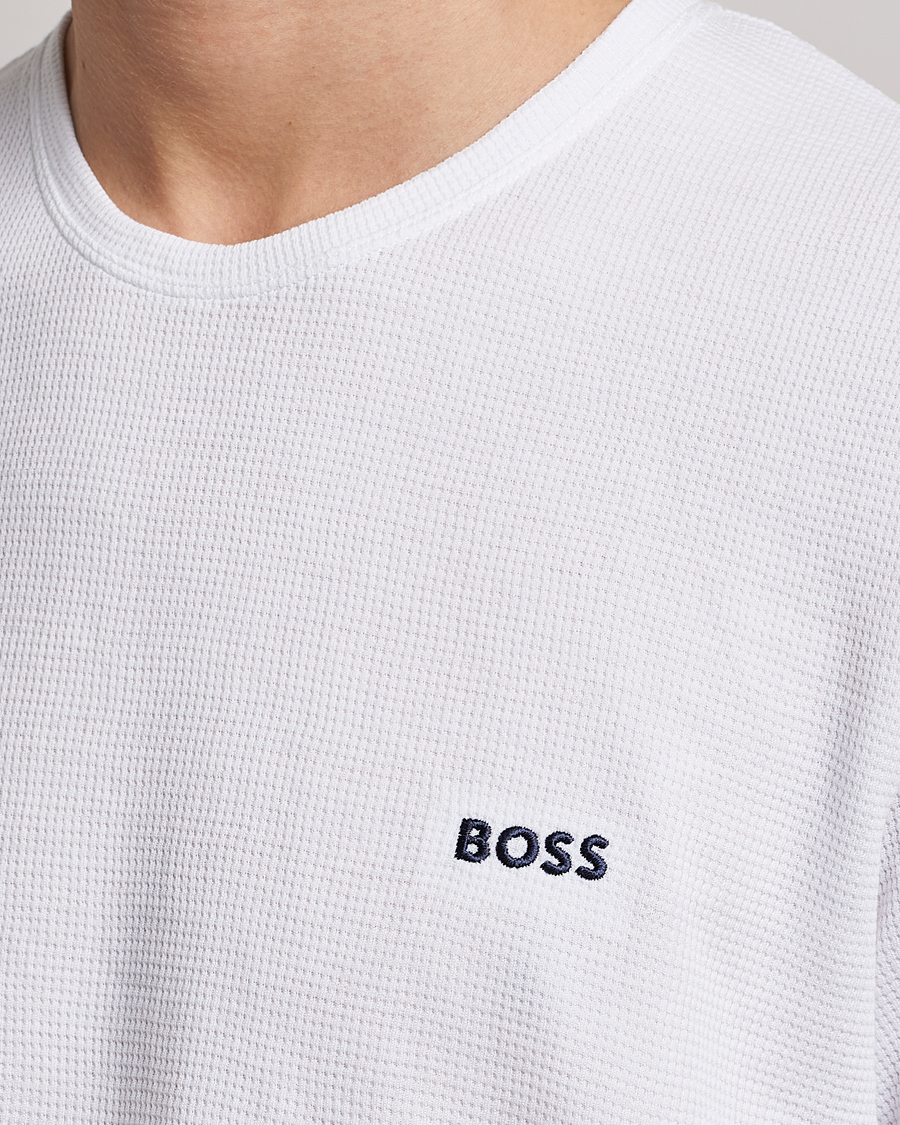Men | T-Shirts | BOSS BLACK | Waffle Logo Crew Neck T-Shirt Open White
