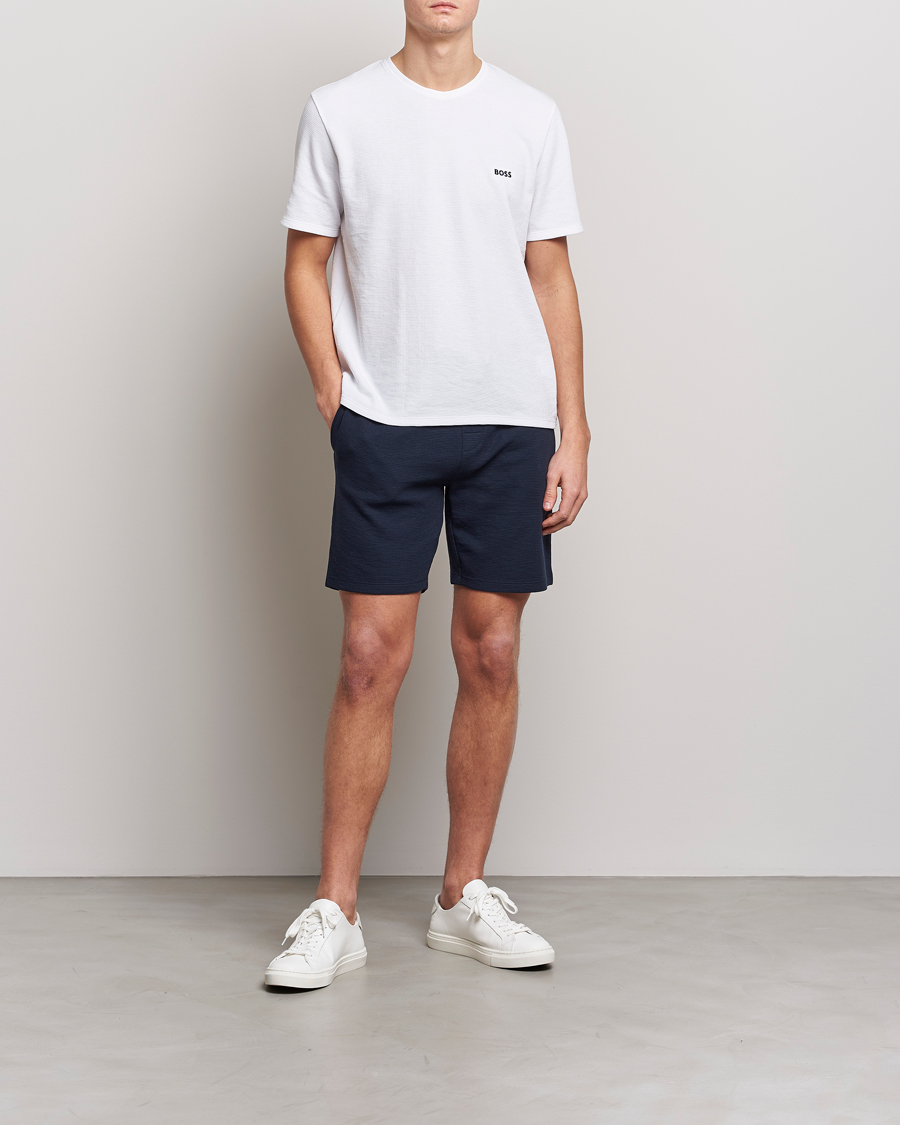 Men | Shorts | BOSS BLACK | Waffle Logo Shorts Dark Blue