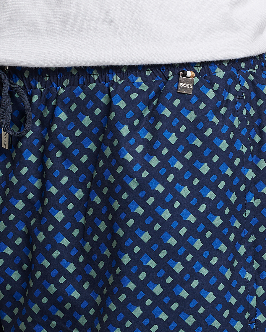 Men | Swimwear | BOSS BLACK | Manu Monogram Logo Swimshorts Dark Blue