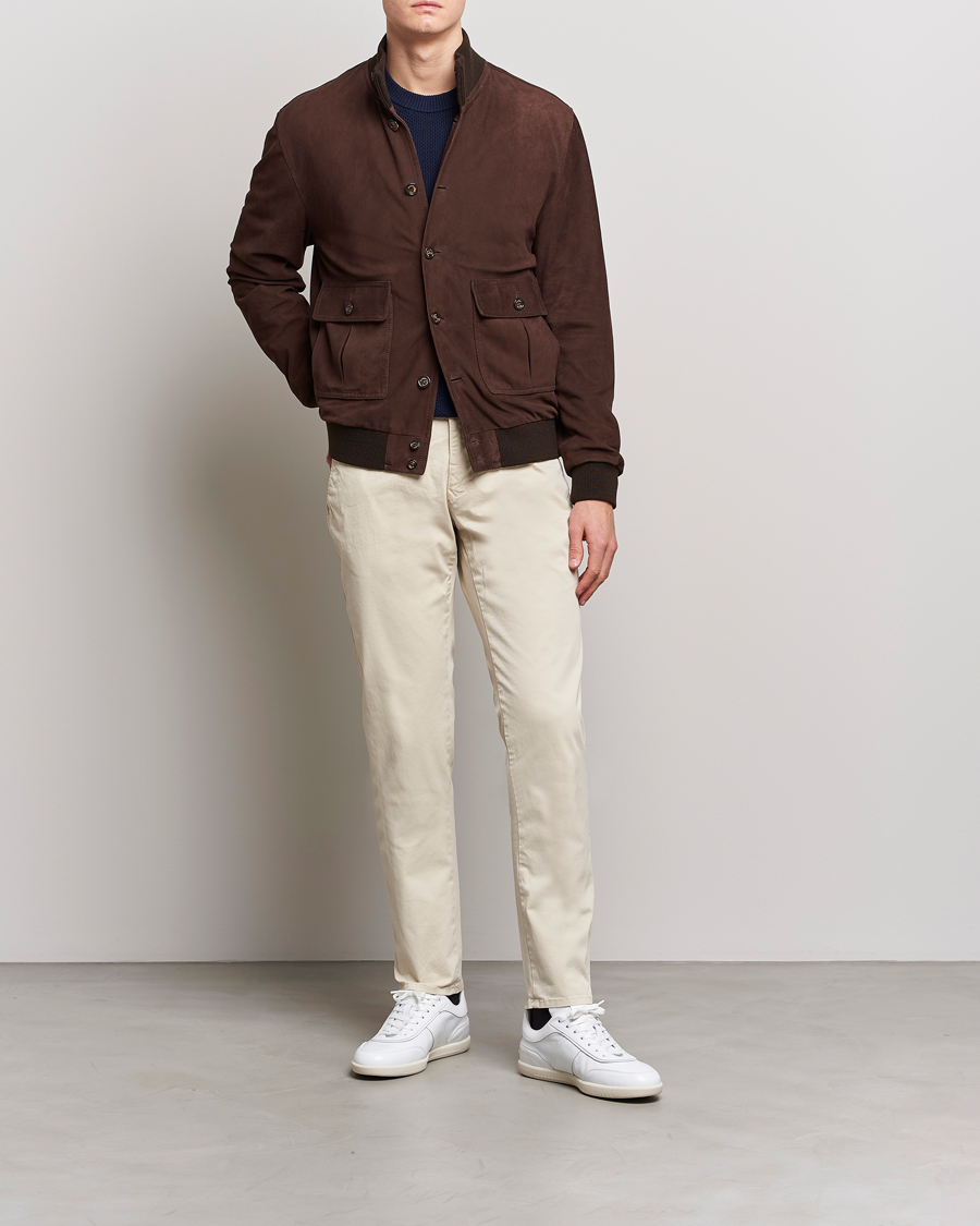 Men | Trousers | Incotex | Slim Fit Garment Dyed Slacks Off White