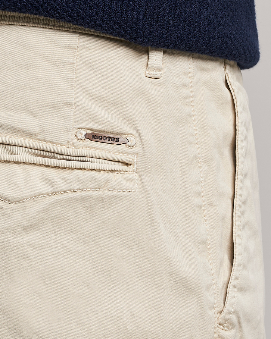 Men | Trousers | Incotex | Slim Fit Garment Dyed Slacks Off White