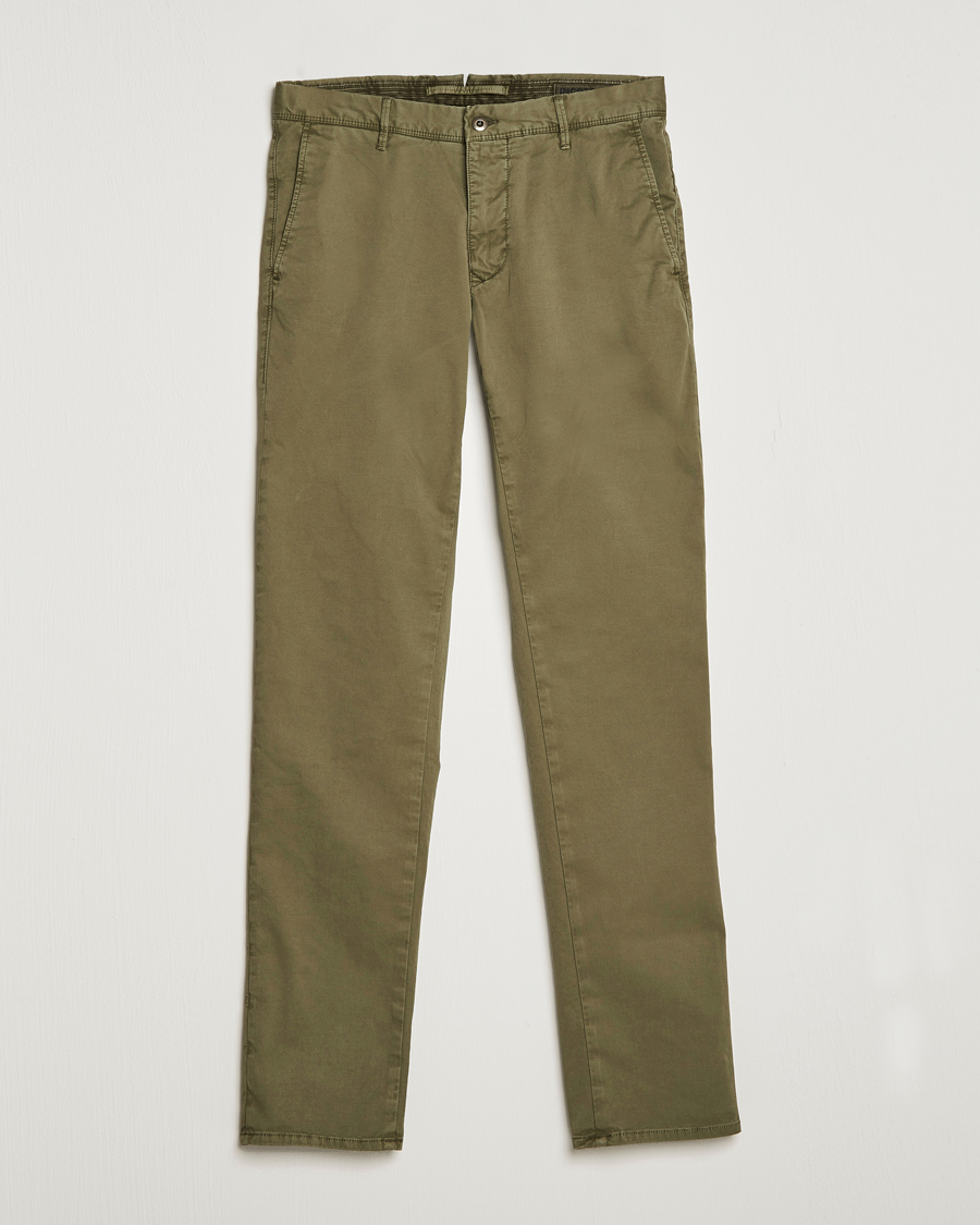 Men | Trousers | Incotex | Slim Fit Garment Dyed Slacks Olive
