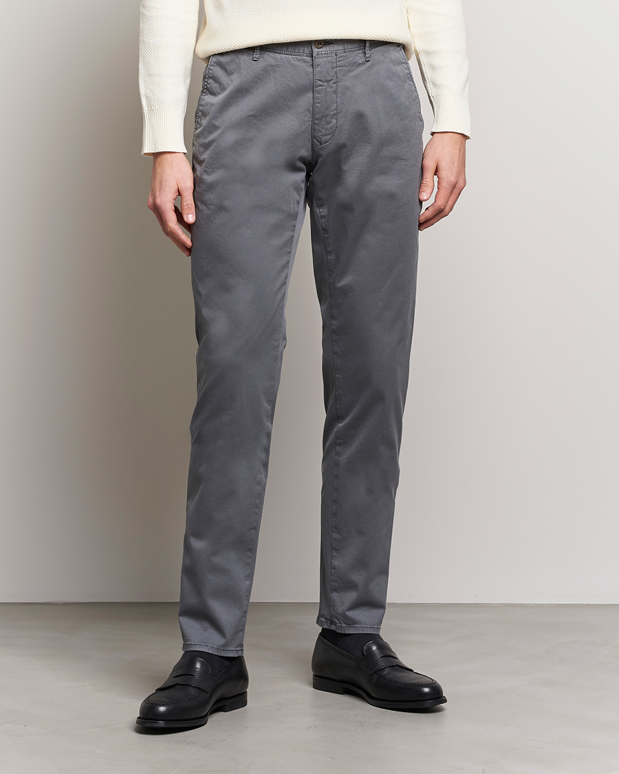 Men | Chinos | Incotex | Slim Fit Garment Dyed Slacks Dark Grey