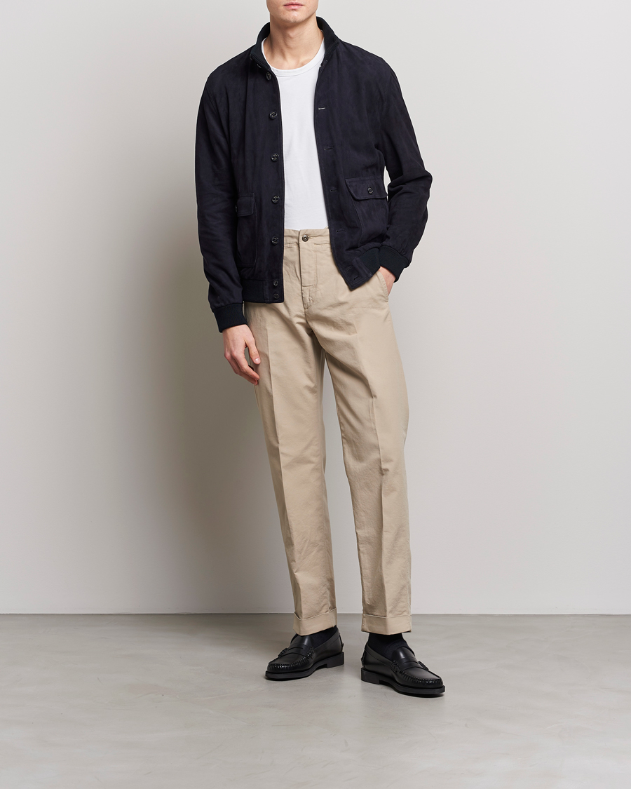 Men | Trousers | Incotex | Regular Fit Cotton Stretch Slacks Beige