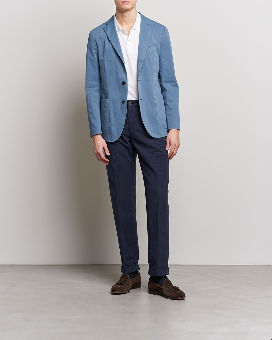 Men | Trousers | Incotex | Regular Fit Cotton Stretch Slacks Navy