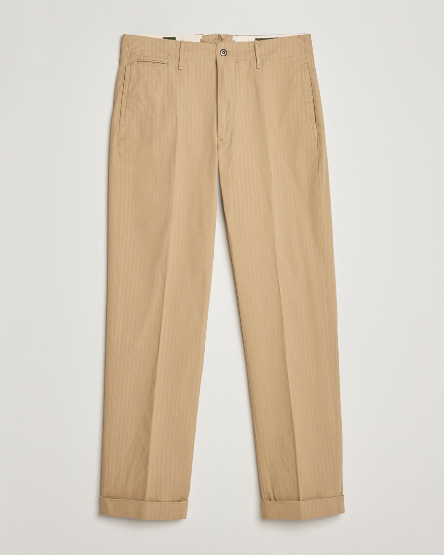 Men | Trousers | Incotex | Regular Fit Herringbone Chinos Khaki