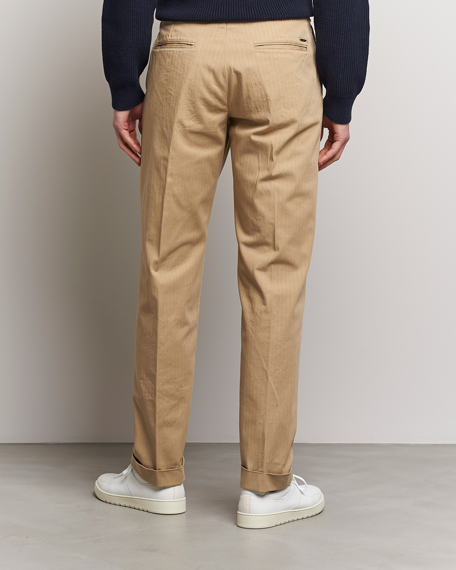 Men | Trousers | Incotex | Regular Fit Herringbone Chinos Khaki