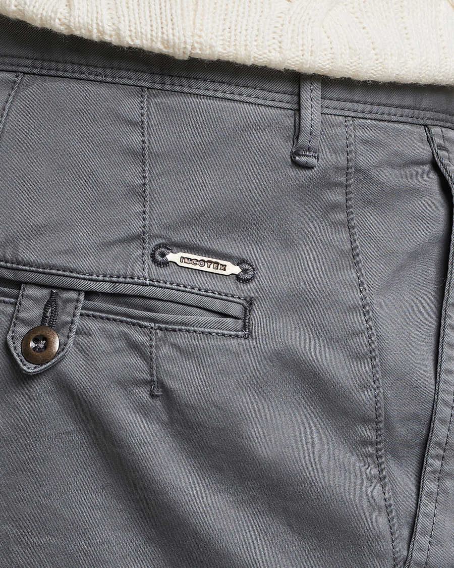 Men | Trousers | Incotex | Tapered Fit Pleated Slacks Dark Grey