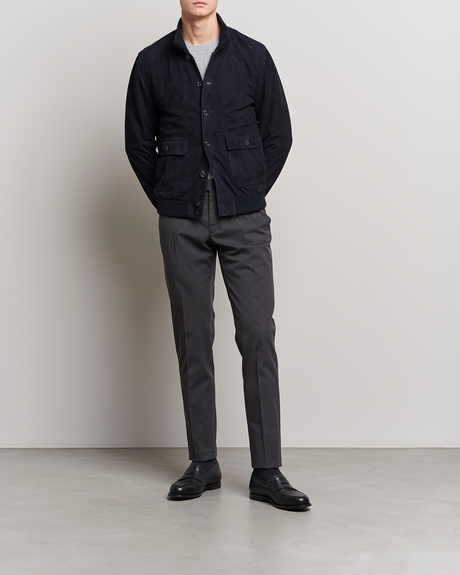 Men | Trousers | Incotex | Slim Fit Comfort Chinos Charcoal