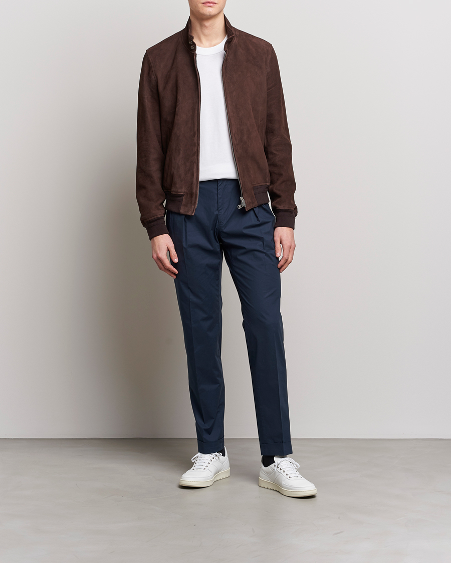 Men | Trousers | Incotex | Carrot Fit Popelino Lightweight Cotton Trousers Navy