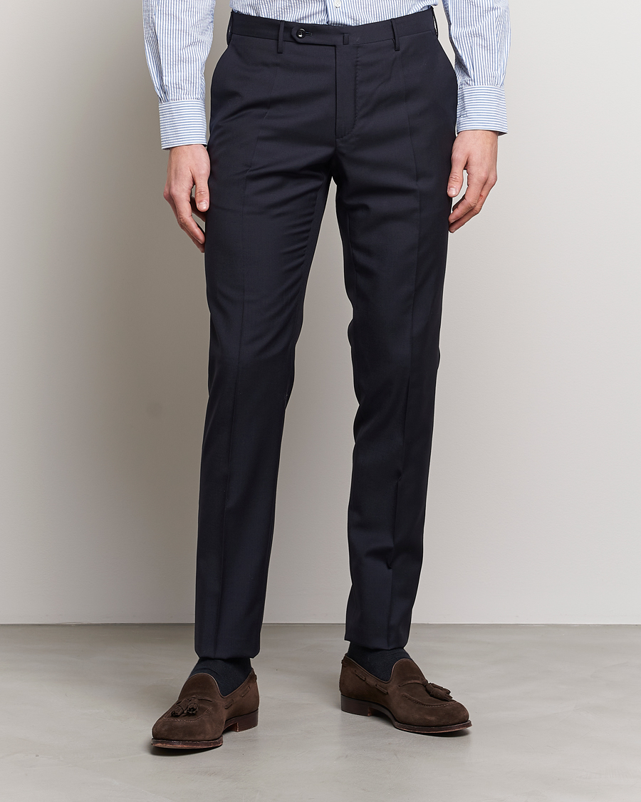 Men | Suit Trousers | Incotex | Slim Fit Tropical Wool Trousers Navy
