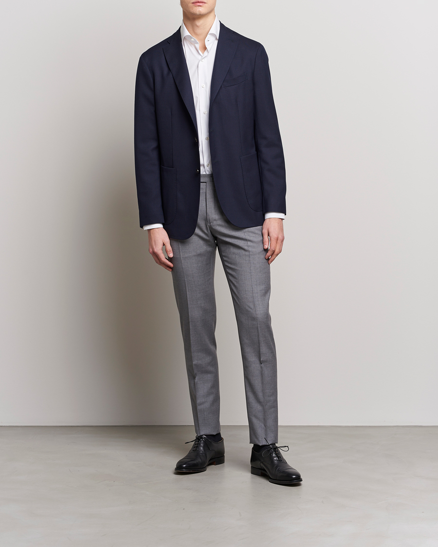 Men | Trousers | Incotex | Slim Fit Tropical Wool Trousers Light Grey