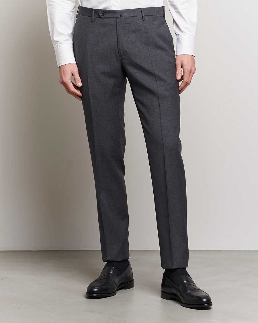 Men | Suit Trousers | Incotex | Slim Fit Tropical Wool Trousers Dark Grey