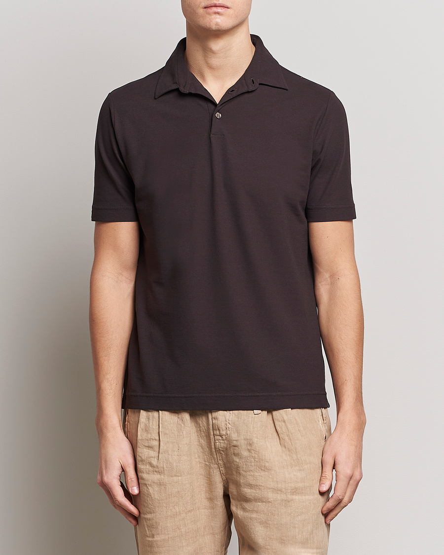 Men | Polo Shirts | Zanone | Ice Cotton Polo Dark Brown
