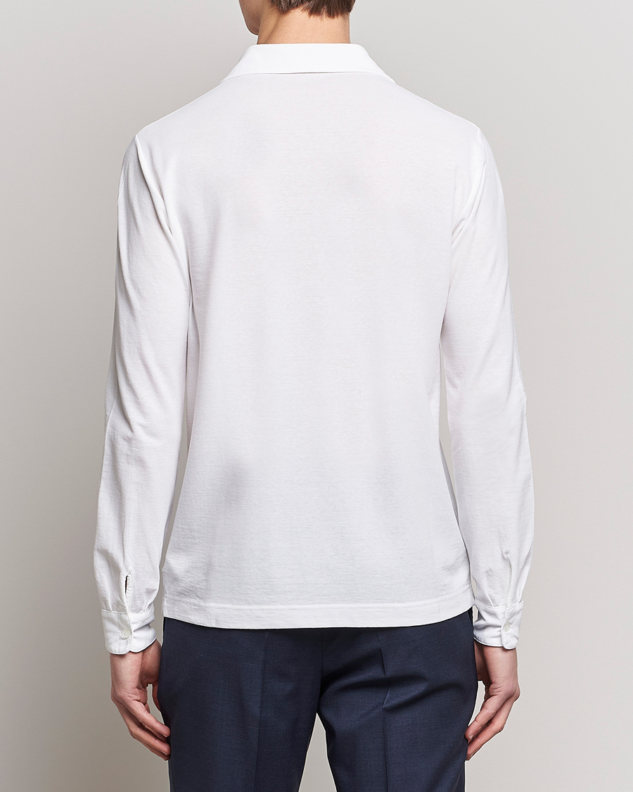 Men | Sweaters & Knitwear | Zanone | Ice Cotton Long Sleeve Polo White