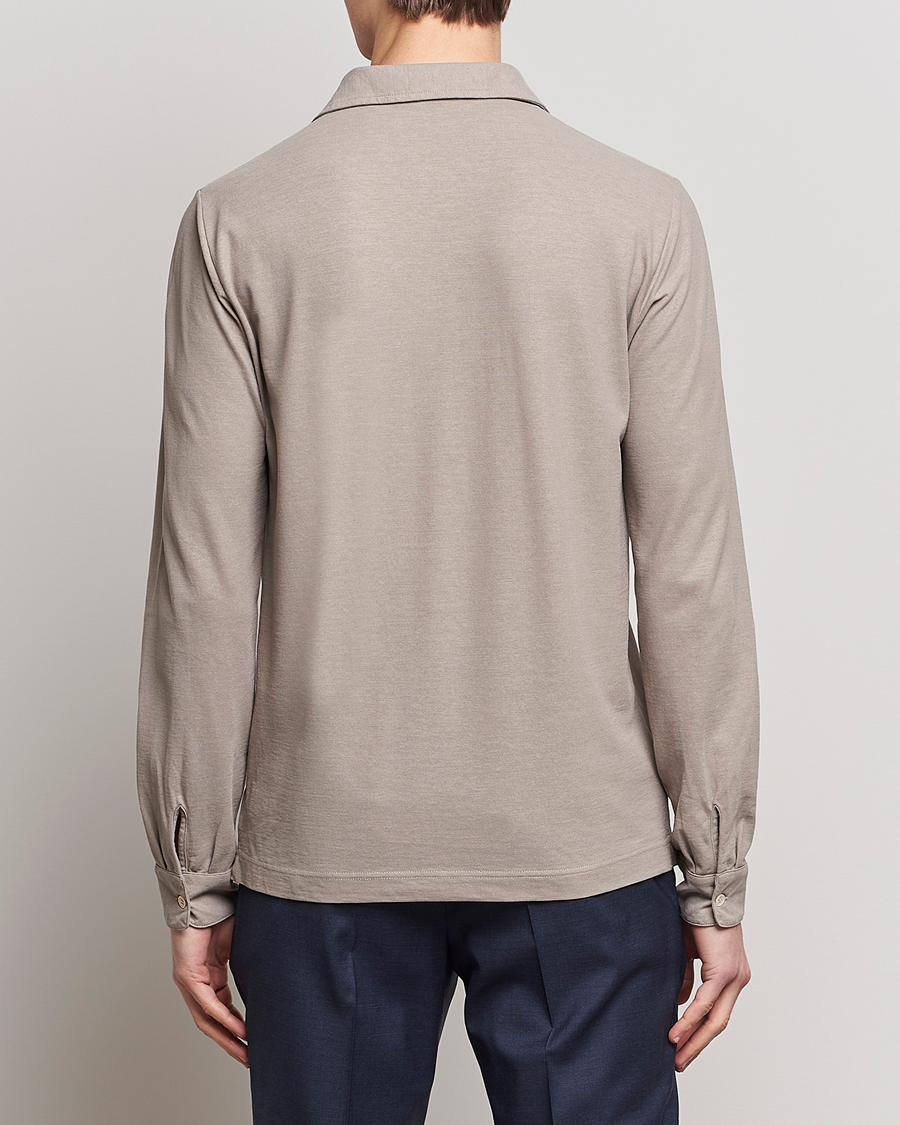 Men | Sweaters & Knitwear | Zanone | Ice Cotton Long Sleeve Polo Beige