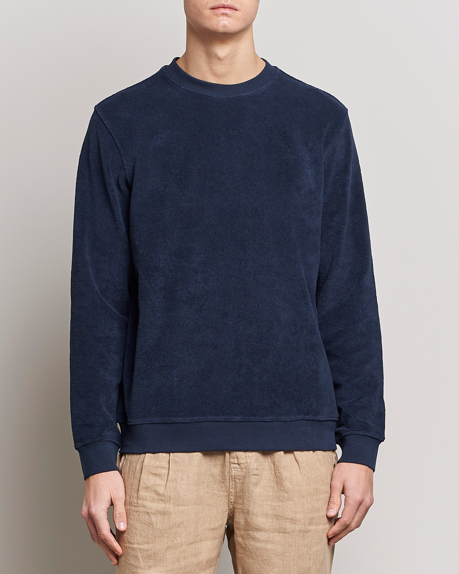 Men | Sweaters & Knitwear | Zanone | Terry Cotton Crew Neck Navy