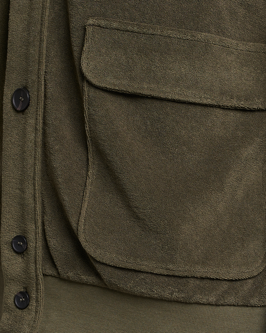 Men | Sweaters & Knitwear | Zanone | Terry Cotton Jersey Jacket Dark Olive